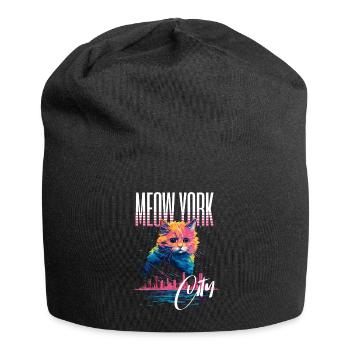 New York City Katze Meow Stadt Skyline Amerika USA - Jersey-Beanie - Schwarz - Vorne