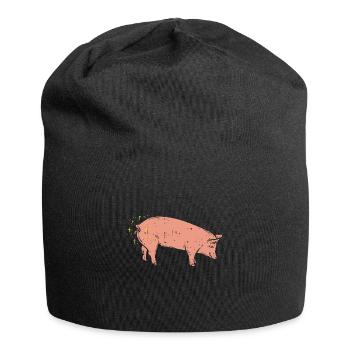 Schwein - Jersey-Beanie - Schwarz - Vorne