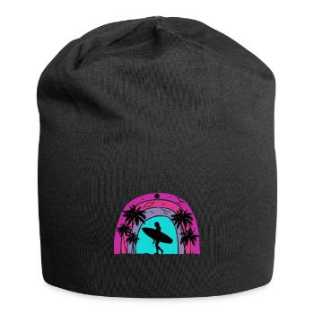 Surf retro sunset - Jersey Beanie - black - Front