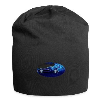 Sportwagen, Neonblau - Jersey-Beanie - Schwarz - Vorne