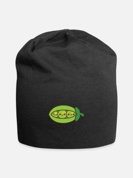 Petits pois souriants Kawaii - Bonnet en jersey - noir