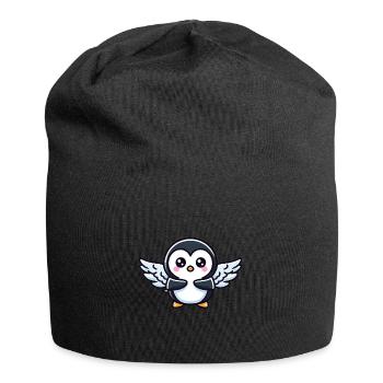 Celestial penguin flapping wings in the freezing cold - Jersey Beanie - black - Front