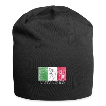 Italien Fahne Vintage Italienische Fahne Hand - Jersey-Beanie - Schwarz - Vorne