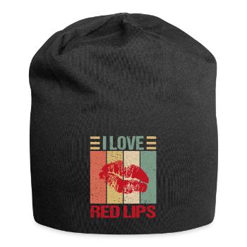 I Love Red Lips Rote Lippen Küssen - Jersey-Beanie - Schwarz - Vorne