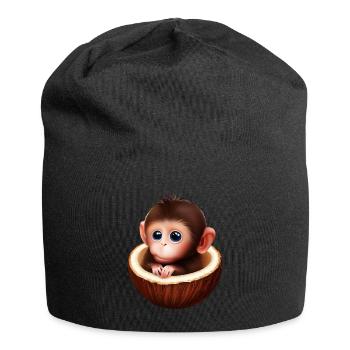 Affe in einer Kokosnuss - Jersey-Beanie - Schwarz - Vorne