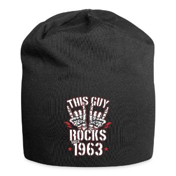This guy has been rocking since 1963 vintage birthday - Jersey Beanie - black - Front