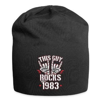 Ce mec est rock depuis l’anniversaire du millésime 1983 - Bonnet en jersey - noir - Devant
