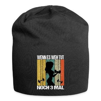 Bodybuilding Sprüche Frau Wenn es weh tut nochmal - Jersey-Beanie - Schwarz - Vorne