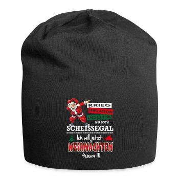 Weihnachten Christmas Lustig Feiern Scheissegal - Jersey-Beanie - Schwarz - Vorne