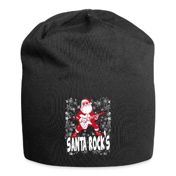Weihnachten Christmas Santa Rocks Music Musik - Jersey-Beanie - Schwarz - Vorne