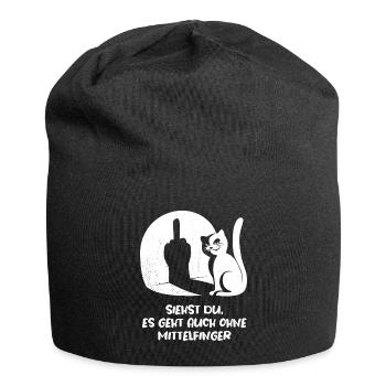 Siehst du es geht auch ohne Mittelfinger - Katze - Jersey-Beanie - Schwarz - Vorne