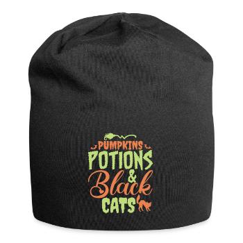 Halloween - Katzen und Zaubertränke - Jersey-Beanie - Schwarz - Vorne