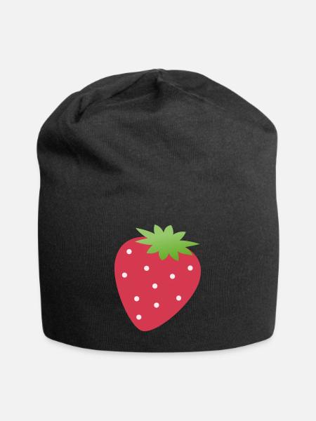 Erdbeere - Jersey-Beanie - Schwarz
