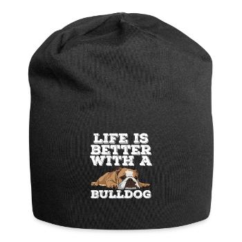 English Bulldog Life Is Better With A Bulldog - Jersey Beanie - black - Front