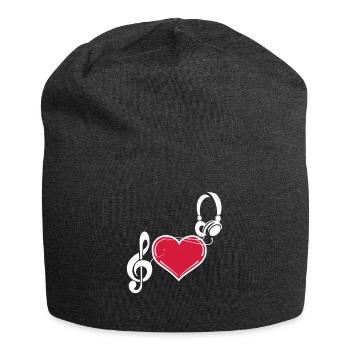 Party Music amour musique casque écouteur clé de musique - Bonnet en jersey - charbon - Devant