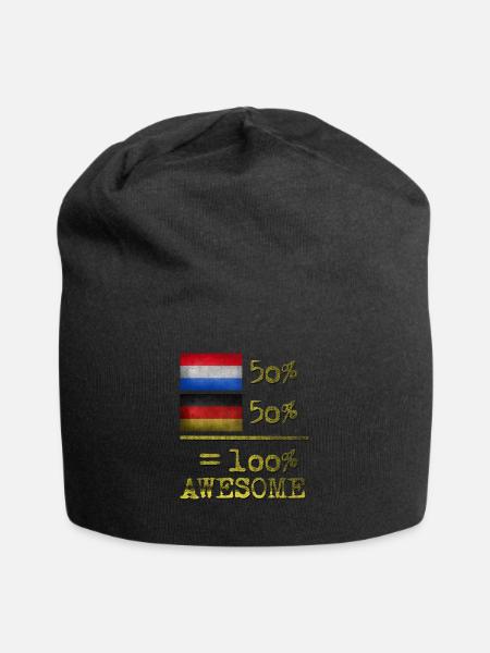 50% deutsch 50% niederländisch niederländer - Jersey-Beanie - Schwarz