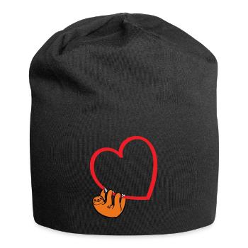 Sloth Valentines Day, Womens Sloths Valentine Hear - Jersey-Beanie - Schwarz - Vorne