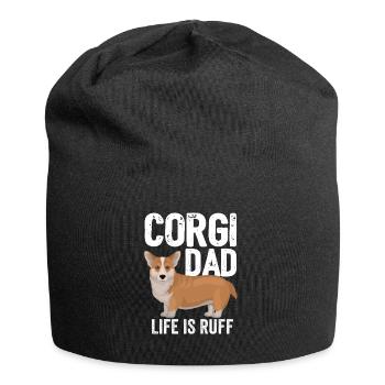 Corgi Dog Corgi Dad Life Is Ruff - Jersey Beanie - black - Front