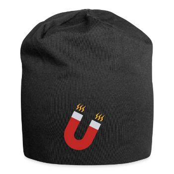 Symbole d’icône d’aimant - Bonnet en jersey - noir - Devant