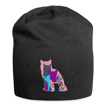 Collage de chat - Bonnet en jersey - noir - Devant