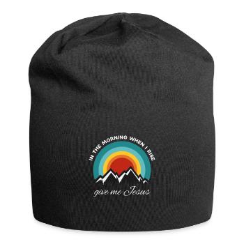 Am Morgen, wenn ich aufstehe, gib mir Jesus - - Jersey-Beanie - Schwarz - Vorne