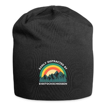Leicht abgelenkt von Eisstockschiessen - Jersey-Beanie - Schwarz - Vorne