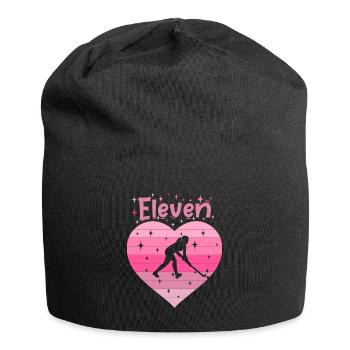Hockeyspielerin 11. Geburtstag - Jersey-Beanie - Schwarz - Vorne