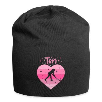 Hockeyspielerin 10. Geburtstag - Jersey-Beanie - Schwarz - Vorne