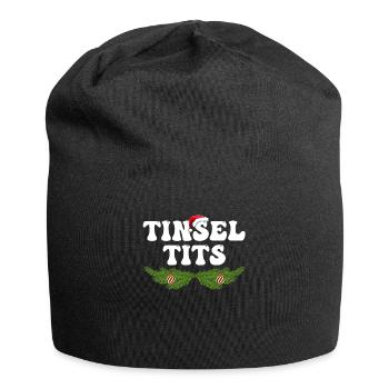 Drôles de chemises de Noël pour couples, mésanges de guirlandes - Bonnet en jersey - noir - Devant