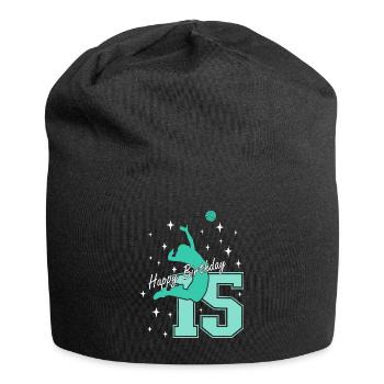 15. Geburtstag Volleyball Volleyballspielerin - Jersey-Beanie - Schwarz - Vorne