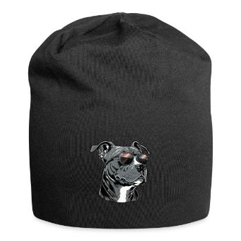 Cool Staffordshire Bull Terrier portant des lunettes de soleil - Bonnet en jersey - noir - Devant