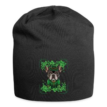 Fête de la Saint-Patrick Bouledogue Français Et Trèfles - Bonnet en jersey - noir - Devant