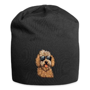 Coole Goldendoodle mit Sonnenbrille - Jersey-Beanie - Schwarz - Vorne
