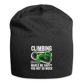 Climbing Gecko Makes Me Happy You Not So Much - Jersey Beanie - black - Front
