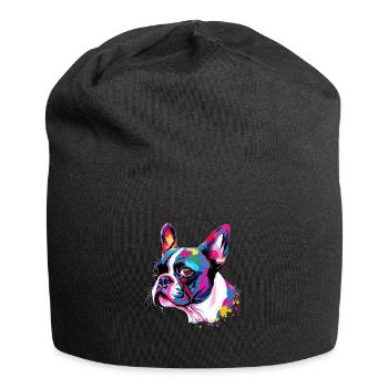 Boston Terrier Bunt - Jersey-Beanie - Schwarz - Vorne