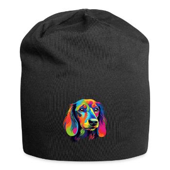 Dackelhund Hund Bunt - Jersey-Beanie - Schwarz - Vorne
