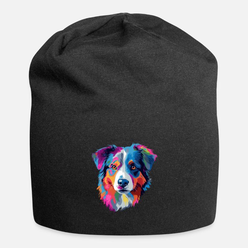 Chien de berger australien coloré - Bonnet en jersey - noir