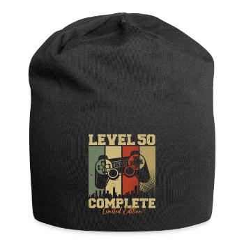 Level 50 Freigeschaltet 50 Geburtstag Geschenk - Jersey-Beanie - Schwarz - Vorne