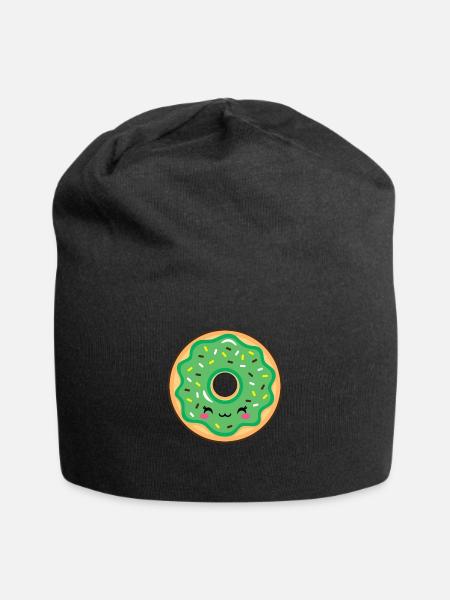 Donut Smile Kawaii grün - Jersey-Beanie - Schwarz