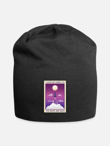 Rakete Mond Weltall Familie Liebe Geschenk - Jersey-Beanie - Schwarz