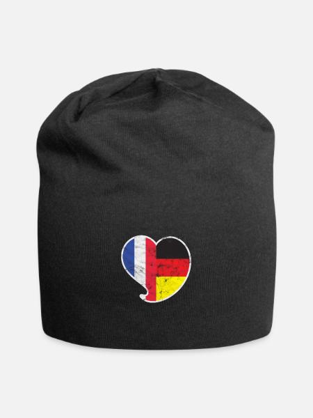 Frankreich & Deutschland Herz Liebe Geschenk - Jersey-Beanie - Schwarz