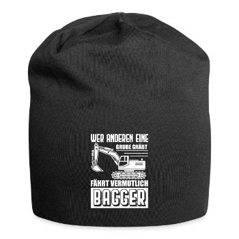 Baggerfahrer - Wer anderen eine Grube Gräbt - Jersey-Beanie - Schwarz - Vorne
