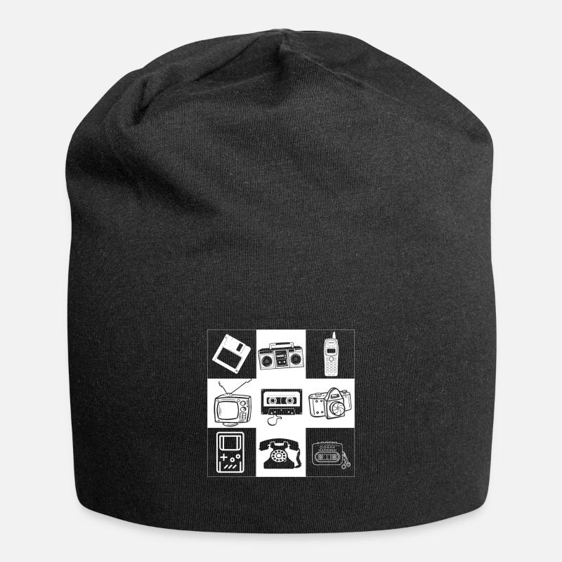 90er Jahre - Jersey-Beanie - Schwarz