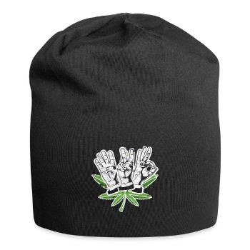 420 Hanfpflanze - Jersey-Beanie - Schwarz - Vorne