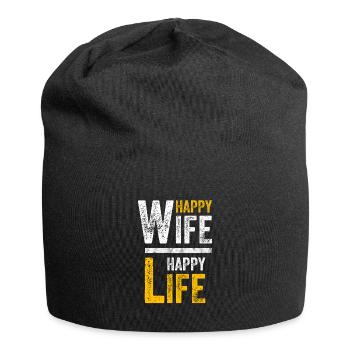 Happy Wife Happy Life Geschenk - Jersey-Beanie - Schwarz - Vorne