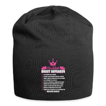 JGA Junggesellen Junggesellin Braut Checkliste - Jersey-Beanie - Schwarz - Vorne