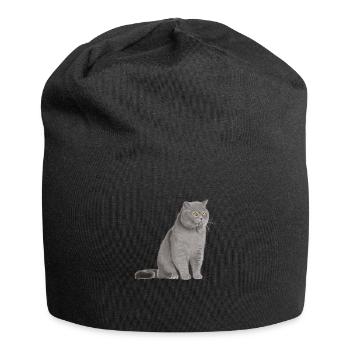 British Shorthair Cat - Jersey Beanie - black - Front