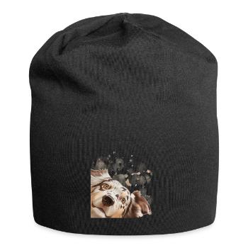 Chien Curieux Australian Shepherd chien - Bonnet en jersey - noir - Devant