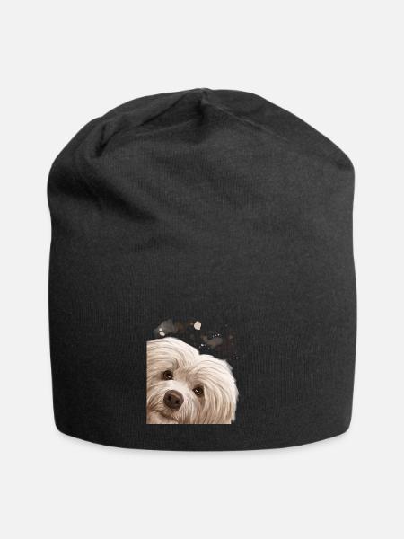 Neugieriger Havaneser Hund - Jersey-Beanie - Schwarz