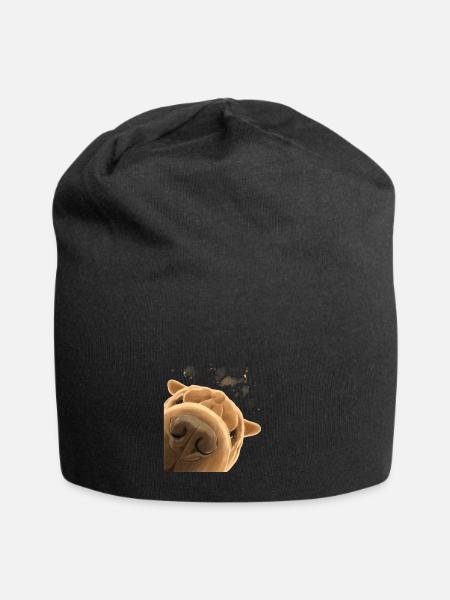 Neugieriger Shar Pei Hund - Jersey-Beanie - Schwarz
